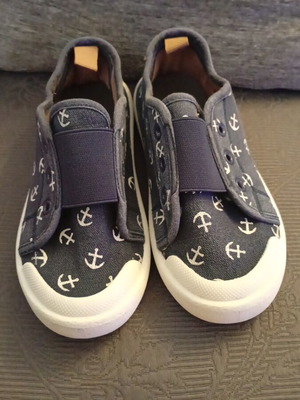 Blue canvas shoes with white anchors size 29 like new