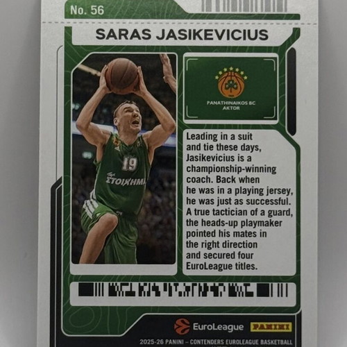 Saras Jasikevicius 2025-26 Panini Contenders EuroLeague card like new