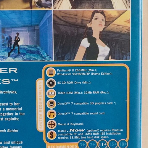 Tomb Raider Chronicles PC game, 2 discs