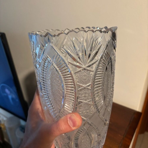 Crystal carved vase like new