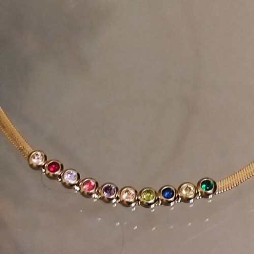 Gold-plated 14K necklace with multicolor zircon like new