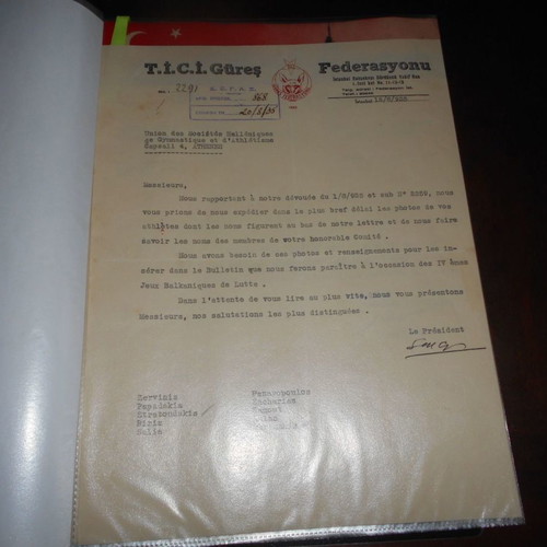 Hellenic Wrestling and Weightlifting Federation used correspondence 1930-1940
