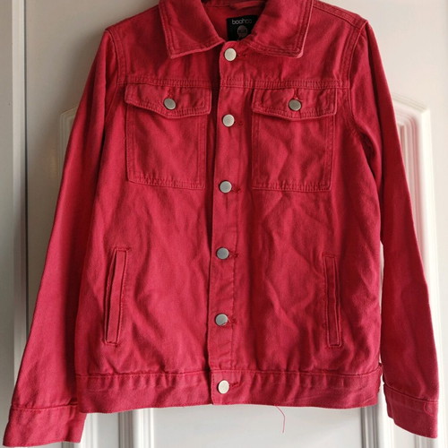 Boohoo women's pink denim jacket used, size XS