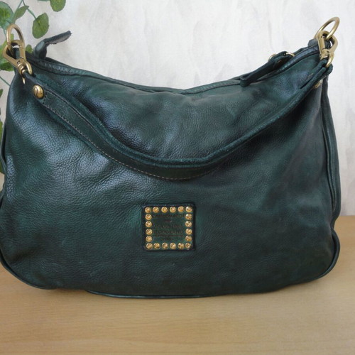 Campomaggi shoulder bag made of natural leather like new, dark green