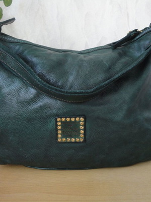 Campomaggi shoulder bag made of natural leather like new, dark green