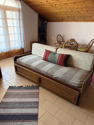Two sofa beds and table set
