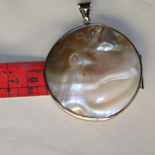 Rare mother of pearl shell pendant with 925 silver Nature Ocean SBTS038B new