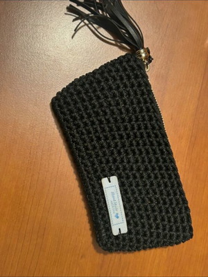 Knitted handmade wallet like new, black
