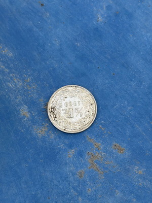 Swiss coin cut in 1969, used