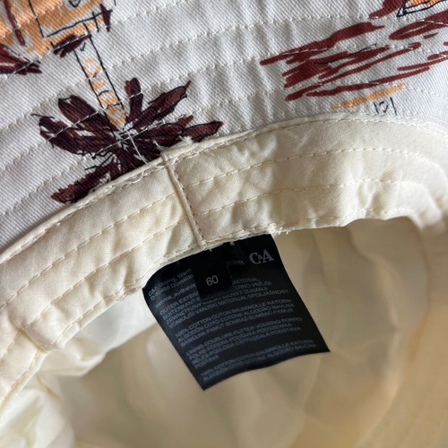 C&A Bucket Hat with Tropical Print, Large 60, Cotton
