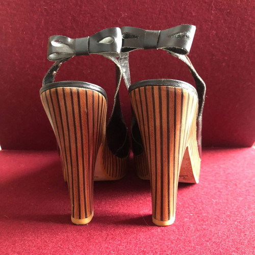 Firetrap black pumps used with thick wooden heel size 36