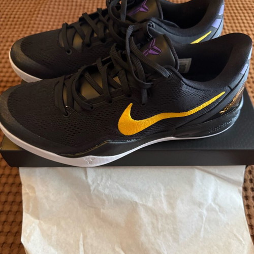 Nike Kobe VIII Protro Lakers Away athletic shoes new, size 44.5, black