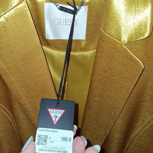 Guess jacket new, size small, gold satin fabric