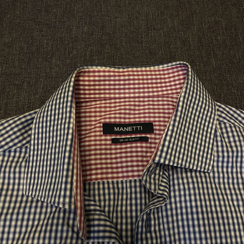 Manetti Checked Slim Fit Shirt like new, easy iron