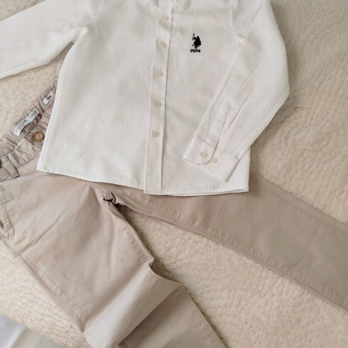 Polo assn. set for boys 7-8 years like new, white and beige