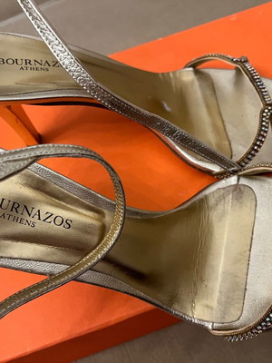 J. Bournazos Gold High Heels Sandals Size 40 Like New, 9 cm
