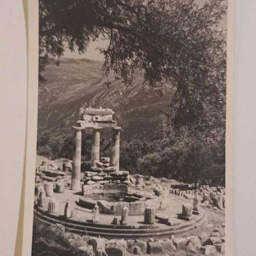 Postcard Delphi - Tholos of Athena Pronaia used, black and white
