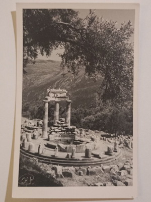 Postcard Delphi - Tholos of Athena Pronaia used, black and white