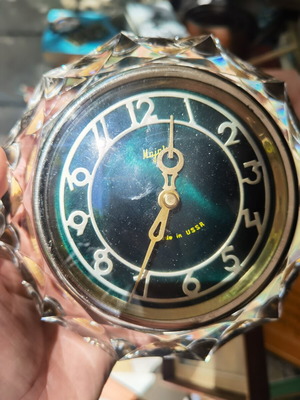 Majak Vintage Soviet Table Clock used, crystal glass