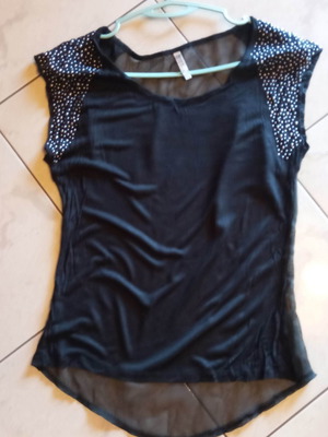 Bershka blouse like new, black, sheer back, size S