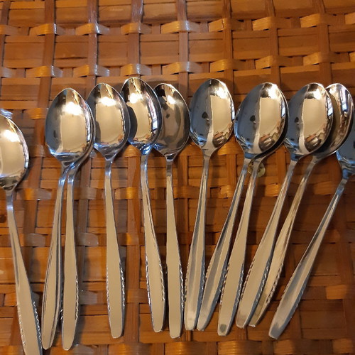 Sweet spoons new, pack of 12, stainless steel with carved design