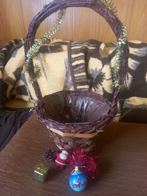 Christmas basket used with decorations