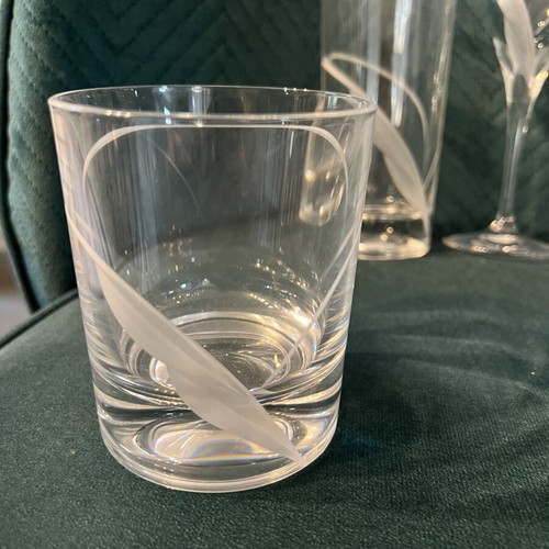 Crystal glass set of 60 with hand-carved design