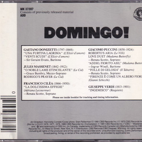 Placido Domingo Domingo! CD like new, classical opera music