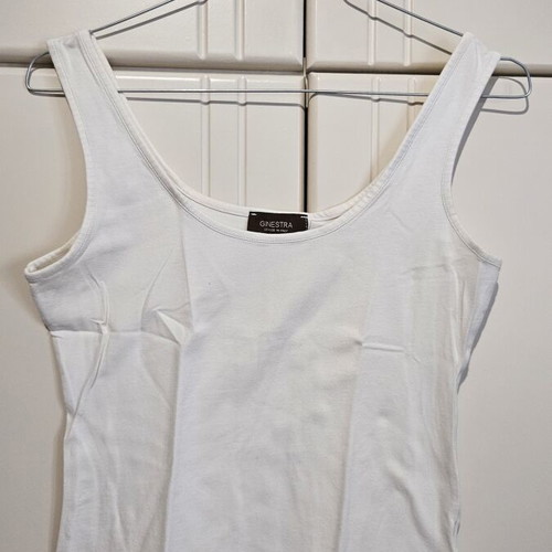 Basic sleeveless top, white, size M