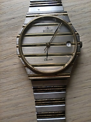 Vintage ρολόι Roday μεταχειρισμένο με ελβετικό μηχανισμό και διμεταλλικό λουράκι