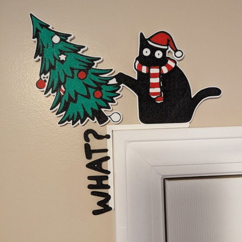 Christmas Kitty Cat Door Decoration new