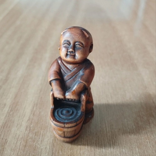 Japanese woodcarving netsuke figurine, traditional decorative miniature