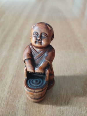 Japanese woodcarving netsuke figurine, traditional decorative miniature