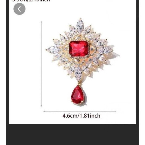 Barocco Rosso brooch new with sparkling zircon and red stone