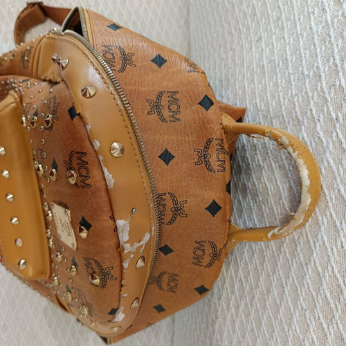 Mcm backpack authentic with studs used, brown