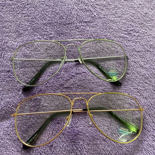 Glasses with clear lenses new, silver and gold frame