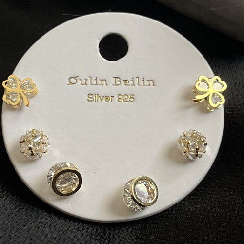 Silver earrings set 925 with gold details, new