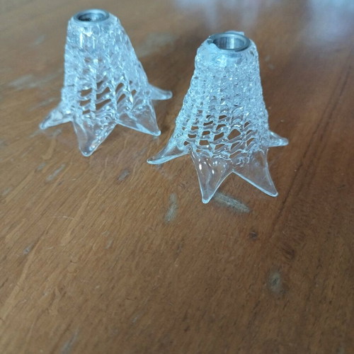 Vintage candle holders used, pair with unique details
