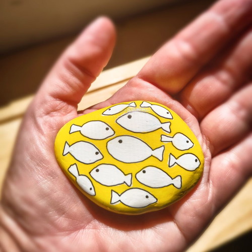 Handpainted Decorative Painted Pebble Magnet, New