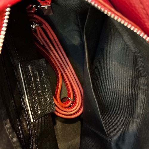 Leather shoulder bag like new, deep red, 100% leather
