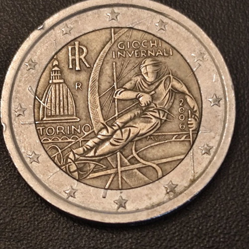 2 Euro Italy 2006 Commemorative Coin used, Torino Winter Olympics