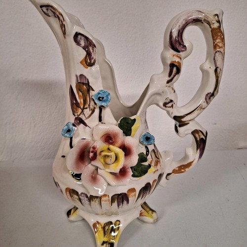Italian pitcher used with hand-painted flowers