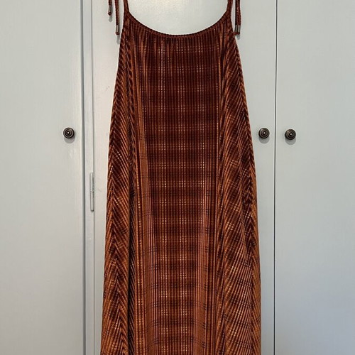 Jumpskirt Nidodileda velvet checked dress with adjustable straps like new, orange