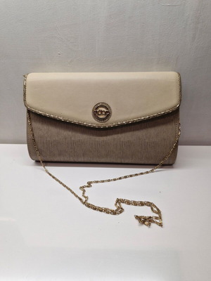Nobo shoulder bag used with gold chain in beige and gold tones