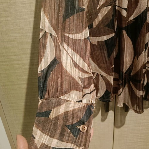 Airy asymmetrical women's shirt like new, black and brown