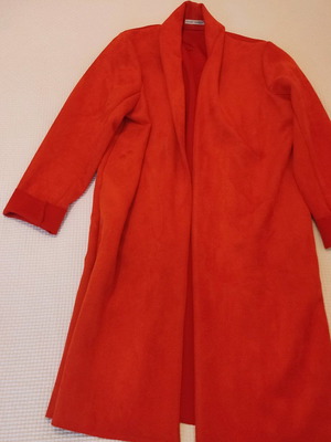 Zara coat bright orange color soft texture suede imitation