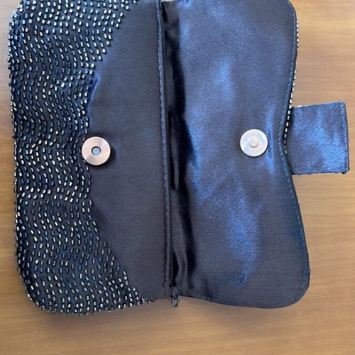 Brown evening clutch bag new, no chain, beaded