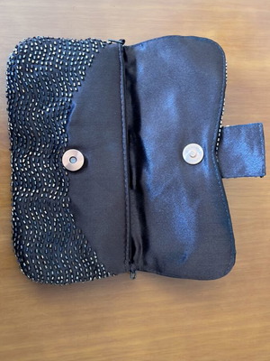 Brown evening clutch bag new, no chain, beaded