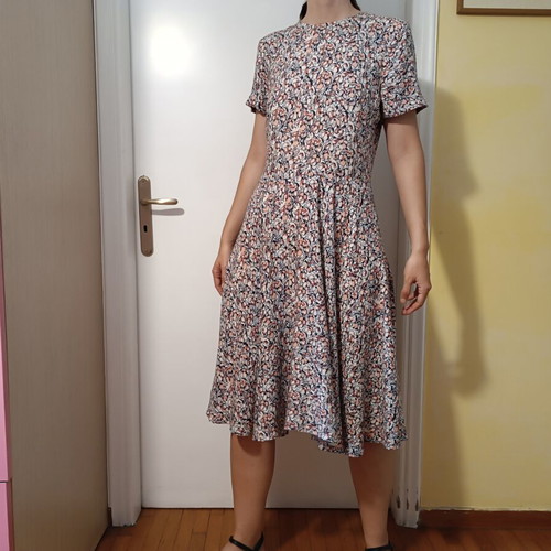 Vintage pink floral midi dress H&M like new