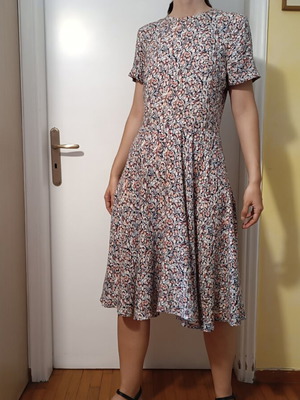 Vintage pink floral midi dress H&M like new